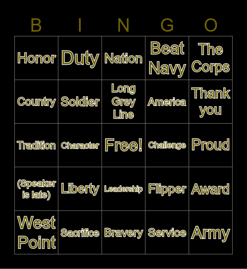 West Point Bingo Card