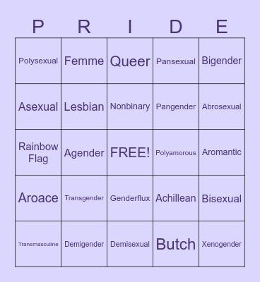 Pride Flag Bingo! Bingo Card