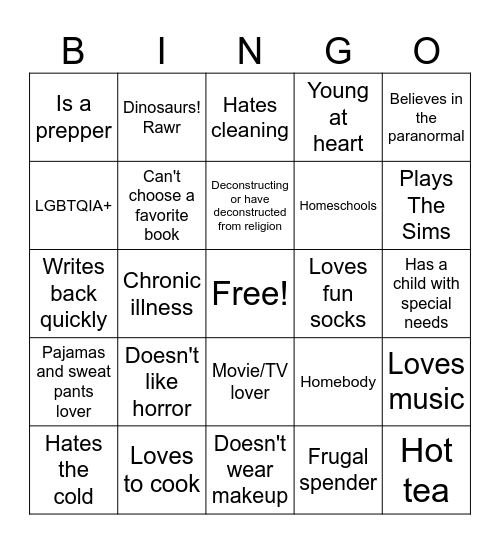 Heather Bingo Card