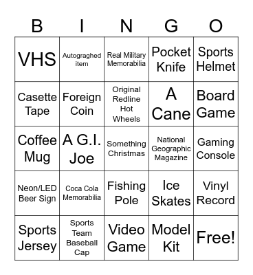 Antique Shop Bingo Card