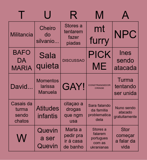 ARTES CARALHO Bingo Card