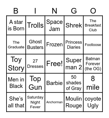 Soundtrack Hits In Movies Bingo Card