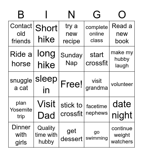 Marisa's Bingo Card