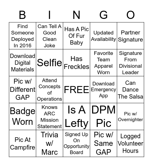 Alabama Disaster Institute Bingo Card