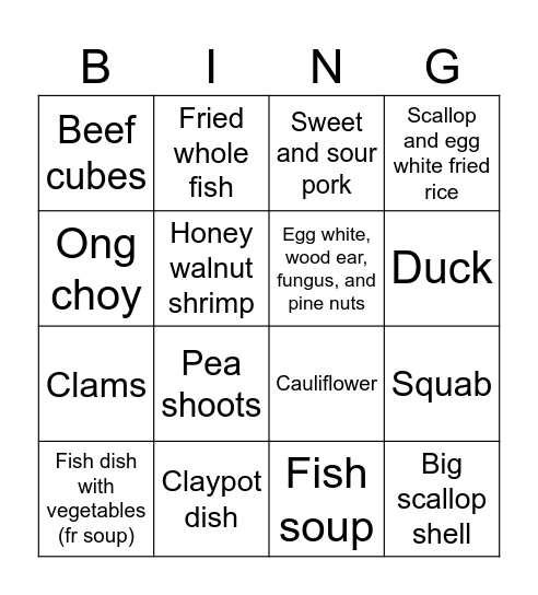 Riverside Dinner 02/15 Bingo Card