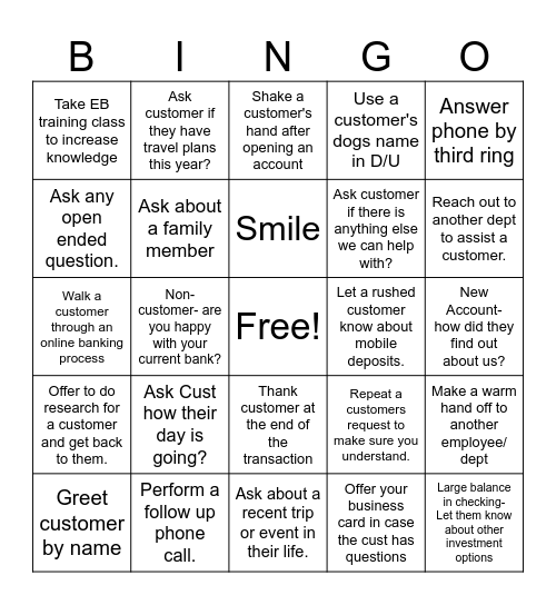 Relationship Building Bingo Card