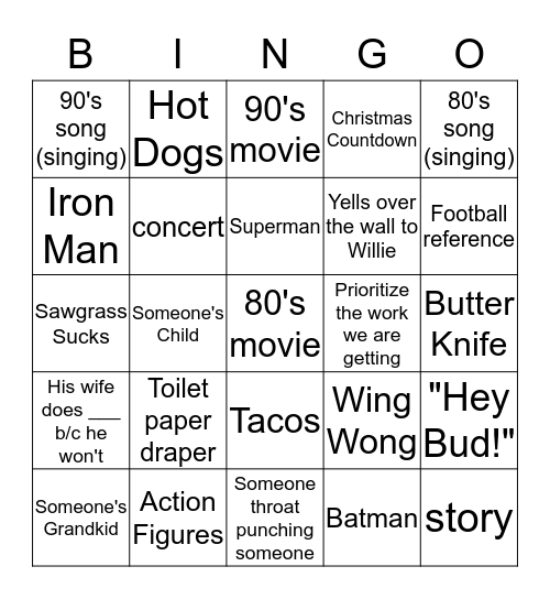 OH GEEZ! Bingo Card