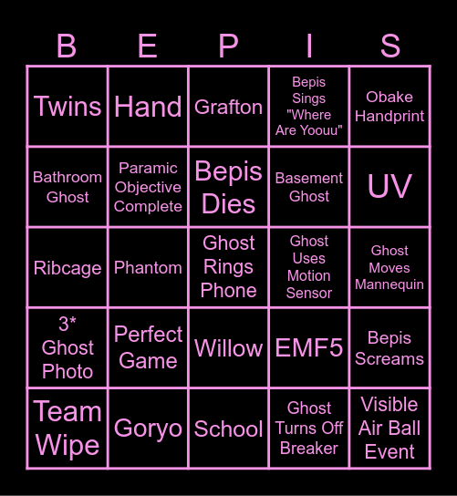 Beepo's Bingo Card