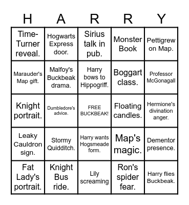 PRISONER OF AZKABAN Bingo Card