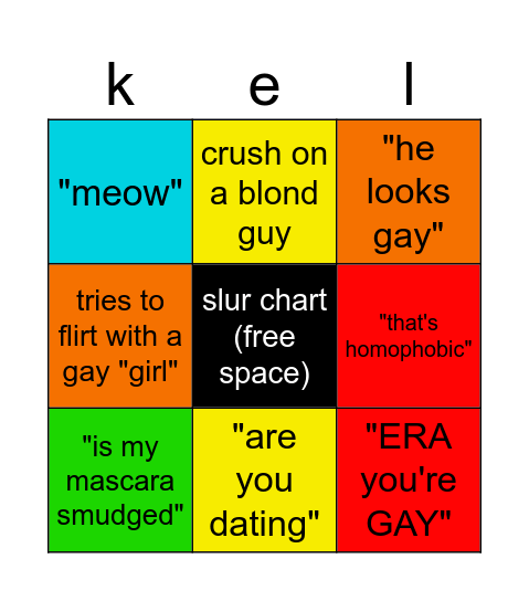 kelbie bingo Card