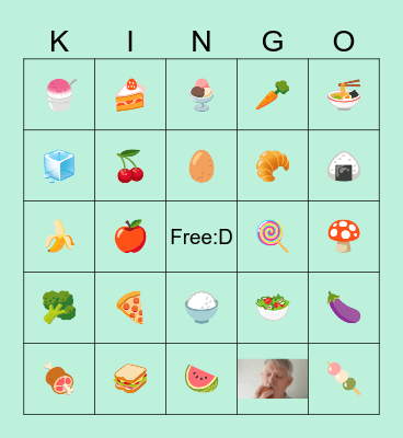 food that we eat! Bingo Card