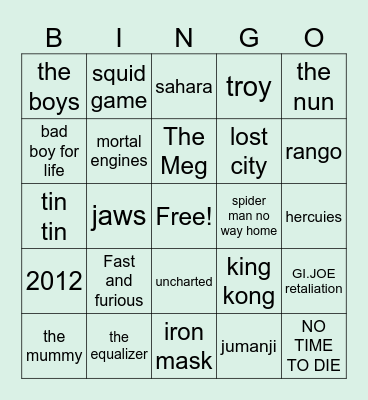 movie Bingo Card