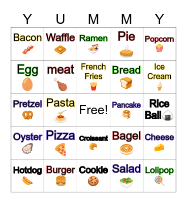 Food Bingo! Bingo Card