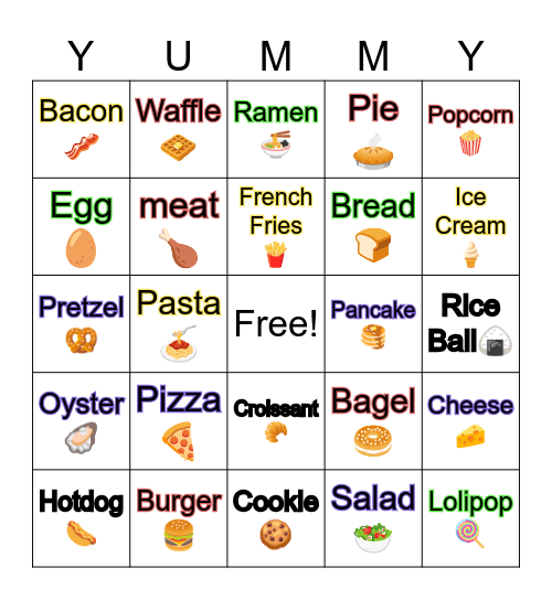 Food Bingo! Bingo Card