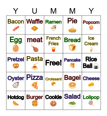 Food Bingo! Bingo Card