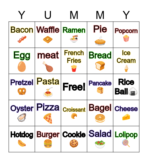 Food Bingo! Bingo Card