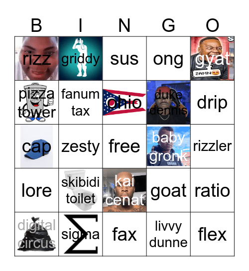 gen alpha bingo Card