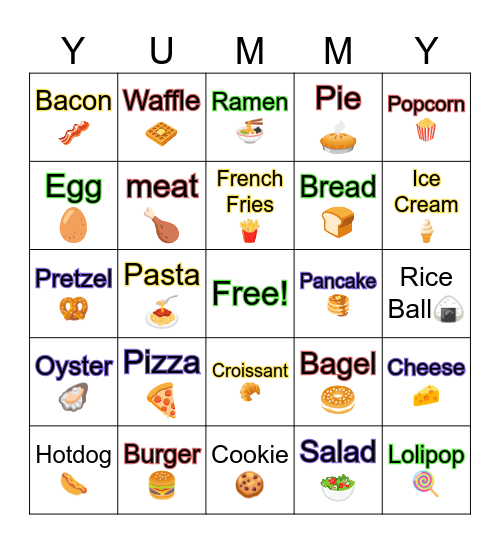 Food Bingo! Bingo Card