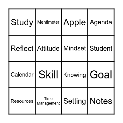 Study Skills Bingo Card