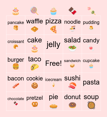 food Bingo Card