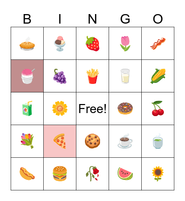 emoji bingo Card