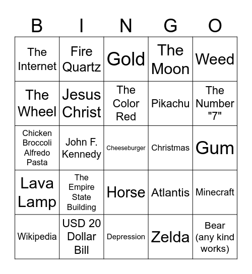 Infinite Craft Bingo Card