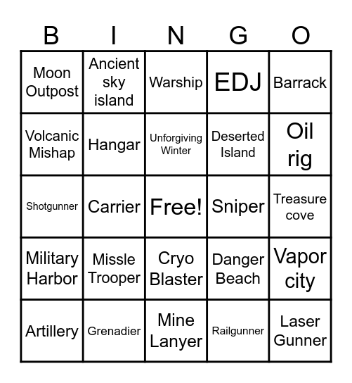 Tower defenes + Map Bingo Card