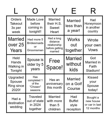 CCC Covenant Marriage - Find The Couple Who Bingo Card