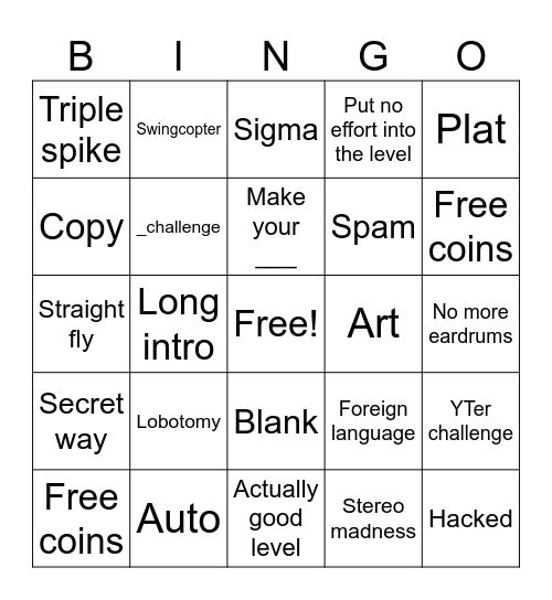 Recent Tab Bingo Card