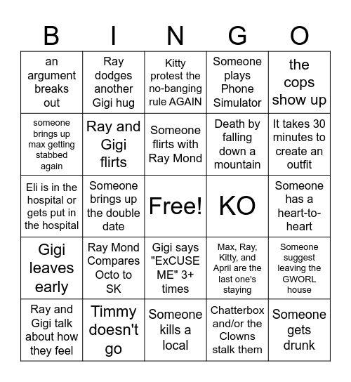 GWORLS Hiking Trip BINGO Card