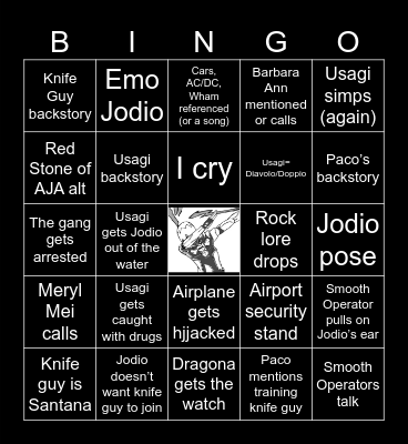 JOJOLands Chapter 12 Bingo Card