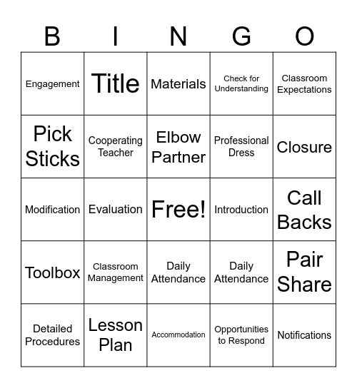 Prac Bingo 2 Bingo Card