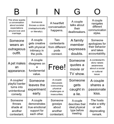 Love Is Blind Bingo Card