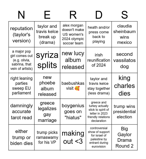 baebushkas 2024 bingo ✨ Bingo Card