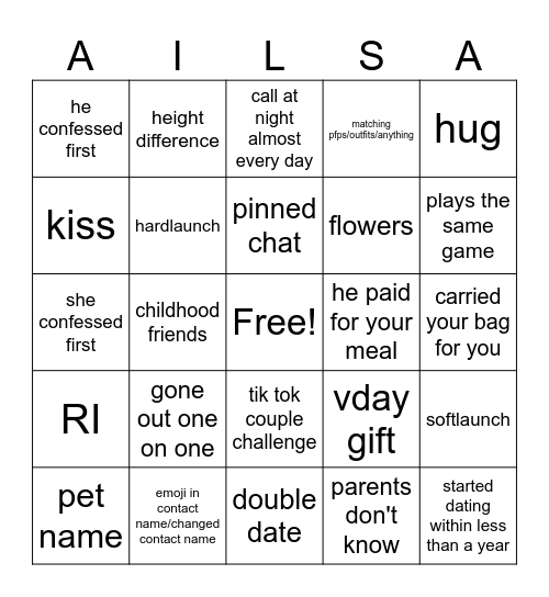 L ailsa Bingo Card