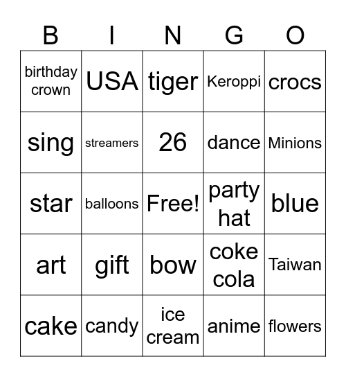 Ms. Ha's Birthday Bingo Card