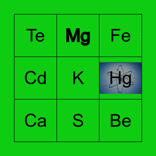 unsur kimia Bingo Card