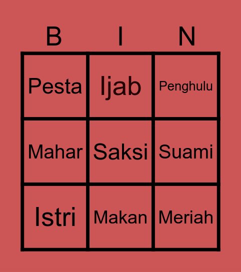 Bab Nikah Bingo Card