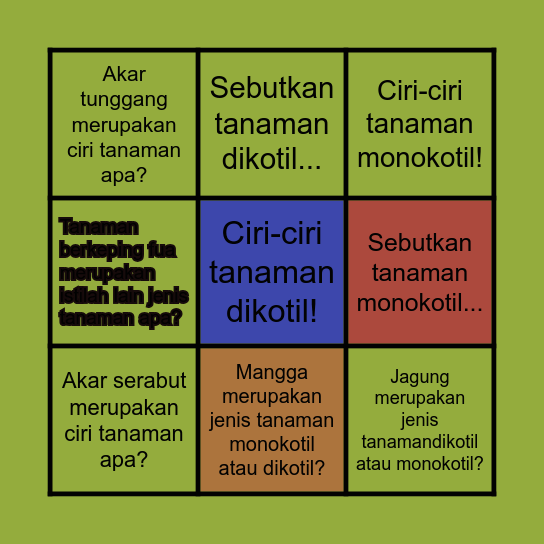 Jenis tanaman Bingo Card