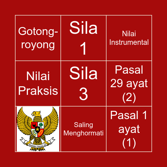 Pancasila Bingo Card