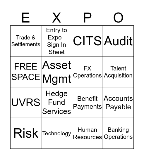 TEMPE BUSINESS UNIT EXPO Bingo Card