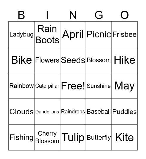 Spring Bingo Card