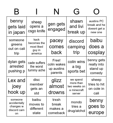2024 Trxsh Bingo Card