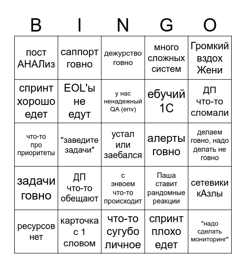 SREtro Bingo Card