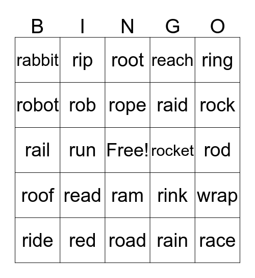 "R" you ready? Bingo Card