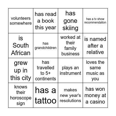 FIND SOMEONE WHO... Bingo Card