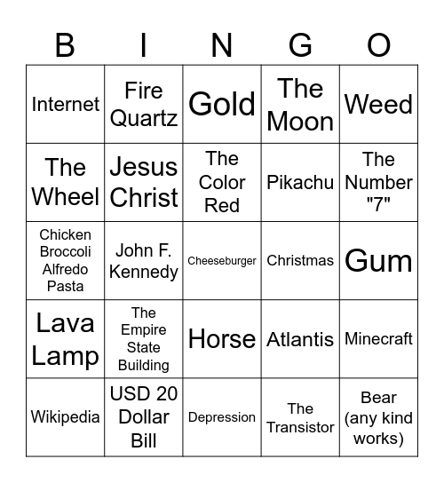 Infinite Craft Bingo Card