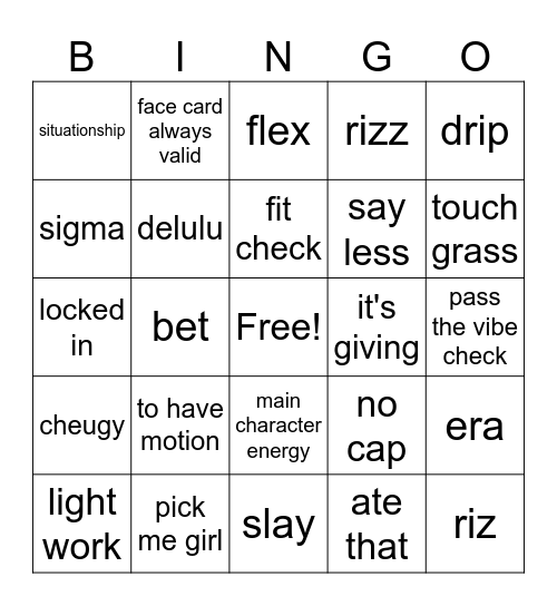 LINGO Bingo Card