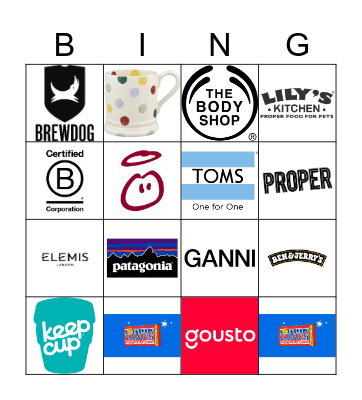 B Corp Bingo Card