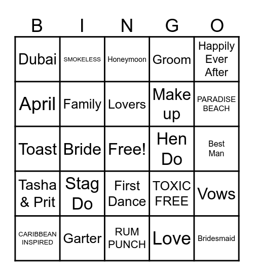 HEN NIGHT BINGO Card